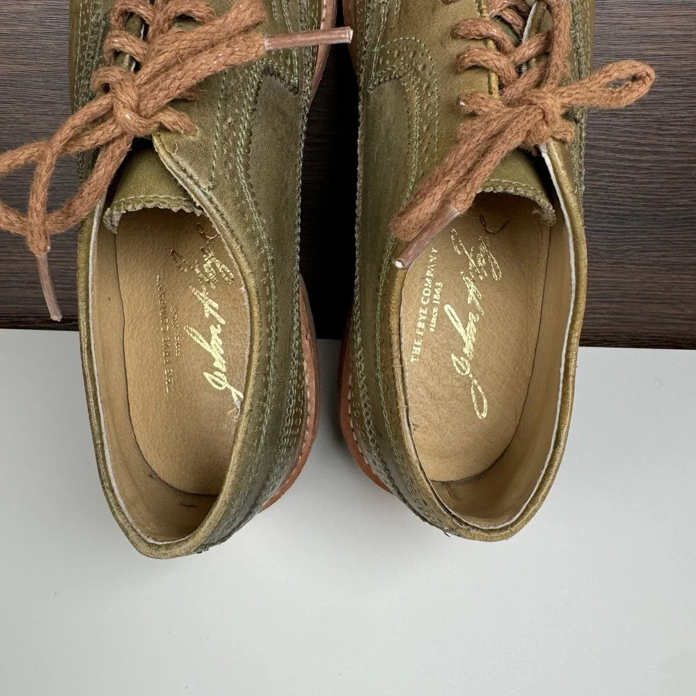 FRYE Wingtip Oxford Dress Shoes James Men's 8 B - Green -  Made in Mexico
